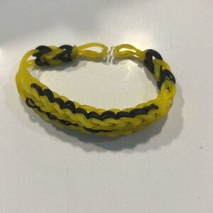 Rainbow loom handcrafted black & yellow bracelet